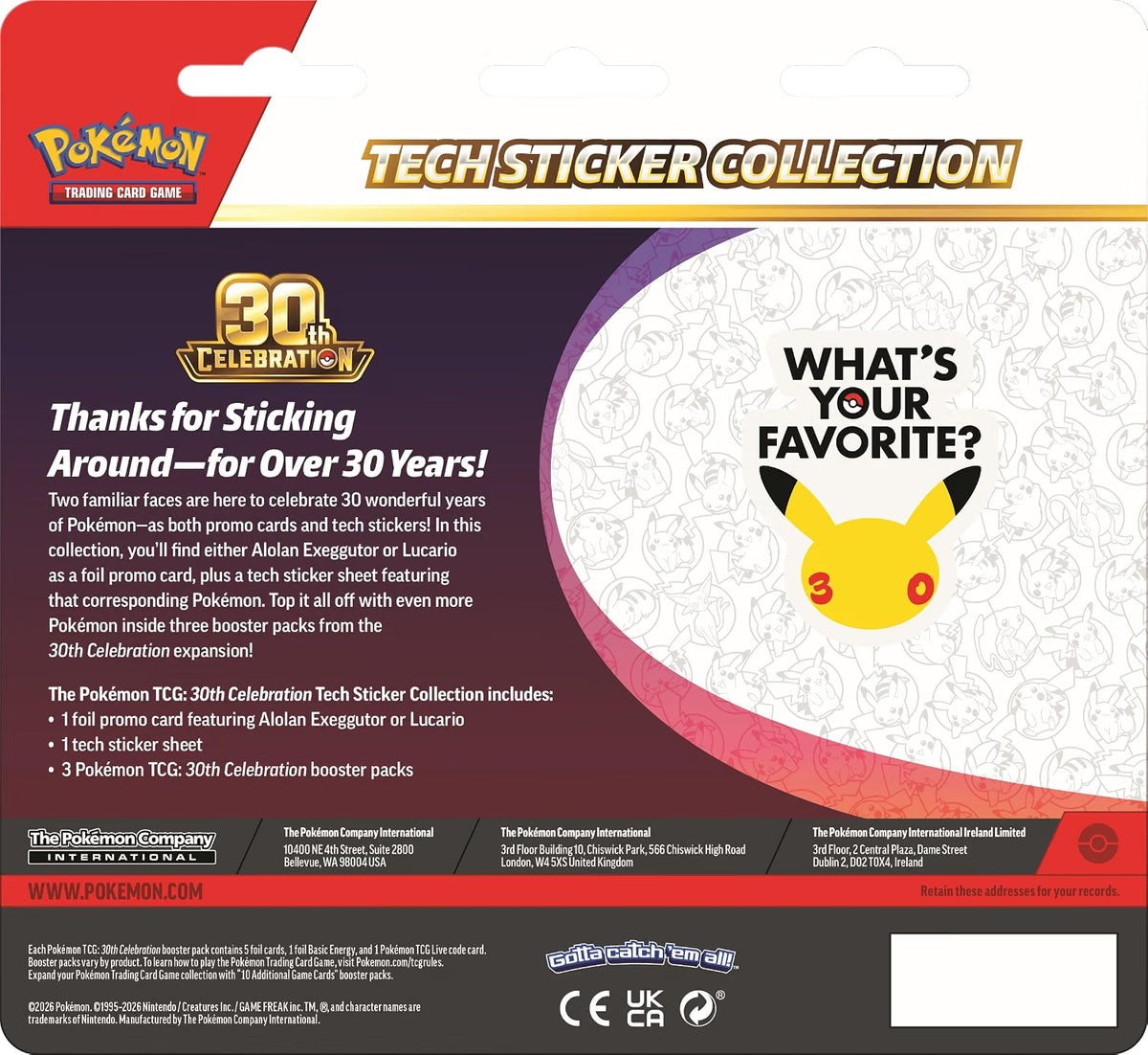 Pokémon TCG: 30th Celebration Tech Sticker Collection - Set of 2