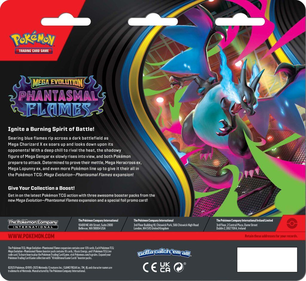 Pokemon TCG Mega Evolutions 2 Phantasmal Flames Three Booster Blister