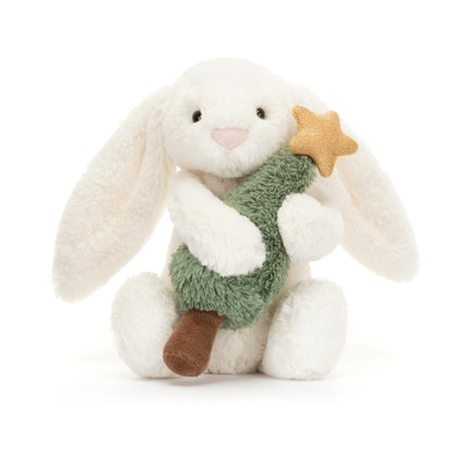 Jellycat Bashful Bunny with Christmas Tree Cream 8x9x18cm