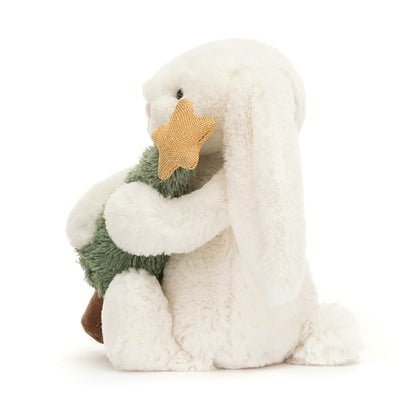 Jellycat Bashful Bunny with Christmas Tree Cream 8x9x18cm